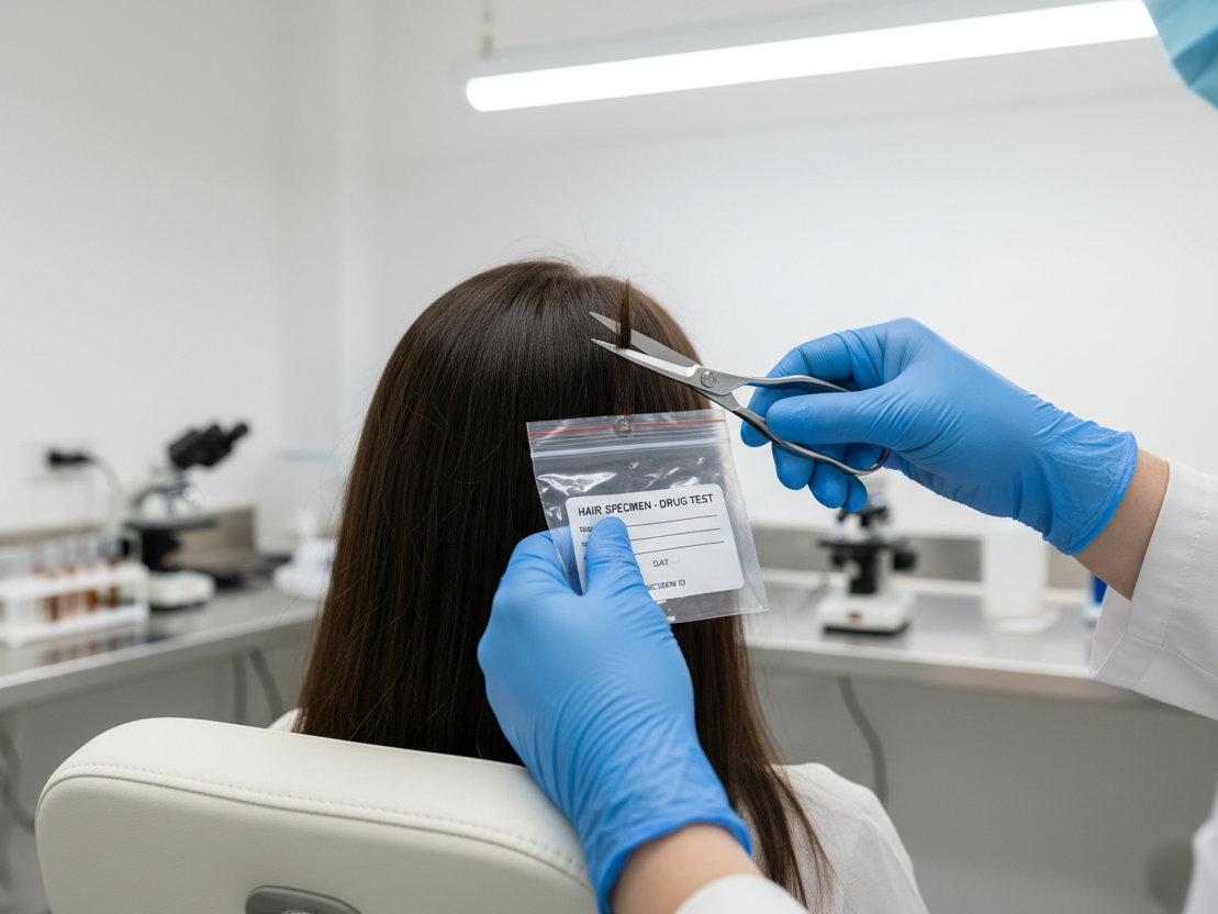 generate image depicting the collection of hair samples for drug testing