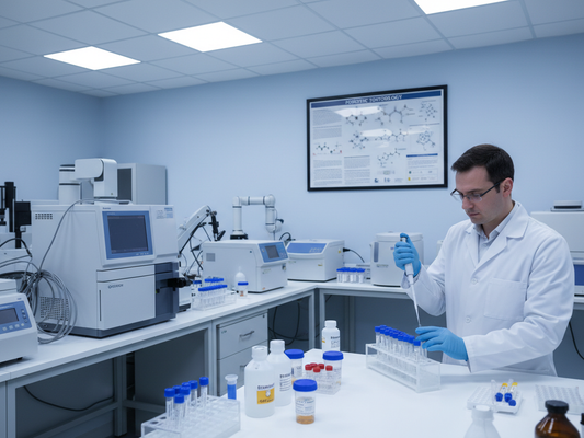 show lab with drugs like opiates and marijuana being tested 